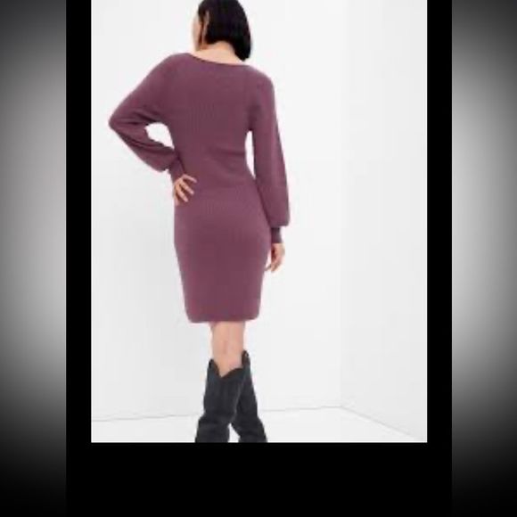 Gap midis purple sweater dress new with tags womens xl Merino Wool-Blend spring - Picture 3 of 6
